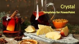  Presentation with mulled wine - Cool new slide set with mulled-wine-in-glass-bank backdrop and a tawny brown colored foreground