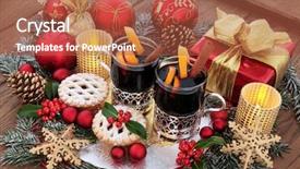  Presentation with christmas food - Presentation theme with mulled wine mince pies gold background and a red colored foreground