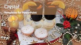  Presentation with pies - Presentation featuring mulled wine mince pies background and a coral colored foreground