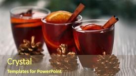 Presentation with mulled wine - PPT theme featuring mulled wine on wooden table background and a  colored foreground