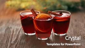  Presentation with mulled wine - Beautiful presentation design featuring mulled wine on wooden table backdrop and a  colored foreground
