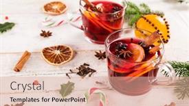  Presentation with mulled wine - Amazing PPT theme having mulled-wine-with-cinnamon-sticks backdrop and a coral colored foreground