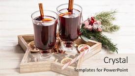  Presentation with wine retial - Slides consisting of mulled wine with cinnamon sticks background and a  colored foreground