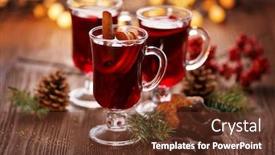  Presentation with mulled wine - Presentation featuring mulled wine with cookies on wooden table background and a tawny brown colored foreground