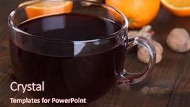  Presentation with mulled wine - Presentation theme featuring mulled wine with orange and spices on wooden background background and a wine colored foreground