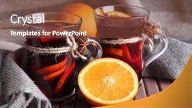  Presentation with mulled wine - Audience pleasing presentation consisting of mulled wine with oranges backdrop and a tawny brown colored foreground
