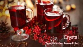  Presentation with mulled wine - PPT layouts having mulled wine with spices and christmas tree on wooden background background and a tawny brown colored foreground
