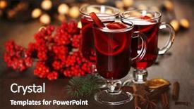  Presentation with mulled wine - Amazing PPT theme having mulled wine with spices and christmas tree on wooden background backdrop and a tawny brown colored foreground