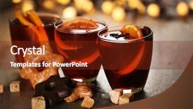  Presentation with mulled wine - Cool new PPT theme with mulled wine with spices and christmas tree on wooden background backdrop and a tawny brown colored foreground