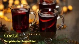  Presentation with mulled wine - Slide deck consisting of mulled wine with spices and christmas tree on wooden background background and a tawny brown colored foreground