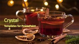  Presentation with biology fungi wine - Slide deck with mulled wine with various spices background and a tawny brown colored foreground