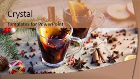  Presentation with mulled wine - PPT theme having winter wemon - mulled wine background and a coral colored foreground