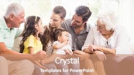  Presentation with extended family - Beautiful presentation design featuring multi - happy extended family smiling backdrop and a coral colored foreground