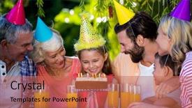  Presentation with generation - Theme with multi- generation family celebrating birthday background and a coral colored foreground