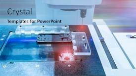  Presentation with machine - Audience pleasing PPT layouts consisting of multi-axis-cmm-machine-measure backdrop and a light blue colored foreground