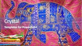  Presentation with quilt - Presentation theme consisting of multi color geometric - colorful crazy quilt background and a teal colored foreground