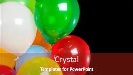  Presentation with balloons - PPT theme featuring multi colored balloons on a black background background and a tawny brown colored foreground