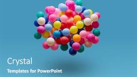  Presentation with multi - Slides featuring multi-colored-balls-levitation background and a teal colored foreground