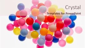  Presentation with multi - Audience pleasing PPT theme consisting of multi-colored-balls-on-white backdrop and a lemonade colored foreground