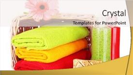  Presentation with cosmetics beauty cosmetic white - Slides having multi colored bars - colorful towels in basket cosmetics background and a sky blue colored foreground