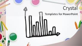  Presentation with hand drawn cartoon of sports - Presentation design featuring multi colored bars - digital composite image of hand background and a white colored foreground