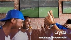  Presentation with sports bar sports bar - Amazing PPT theme having multi colored bars - friends watching game in sports backdrop and a tawny brown colored foreground