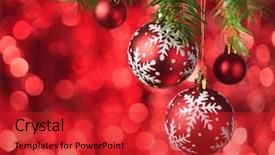  Presentation with christmas red - PPT layouts consisting of multi colored books - christmas baubles on red background background and a red colored foreground