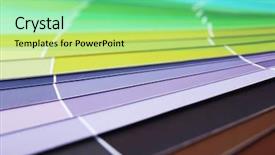  Presentation with color - Amazing PPT theme having multi colored books - color swatches book closeup backdrop and a seafoam green colored foreground
