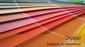  Presentation with multi - Slides having multi colored books - color swatches book closeup background and a red colored foreground