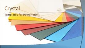  Presentation with superfoods samples - Slide set featuring multi colored books - samples of color cardstock paper background and a cream colored foreground