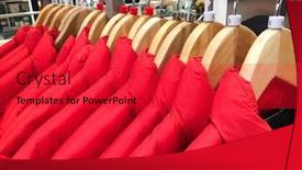  Presentation with hang - Beautiful theme featuring multi-colored-clothing-red-jacket backdrop and a red colored foreground