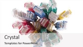  Presentation with computer network - Theme featuring multi colored computer network cables with clipping path background and a white colored foreground