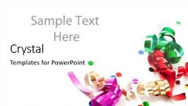  Presentation with green gold - Presentation theme enhanced with multi-colored confetti and streamers background and a white colored foreground