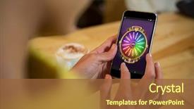  Presentation with multi - Presentation design with multi colored fortune of wheel background and a tawny brown colored foreground