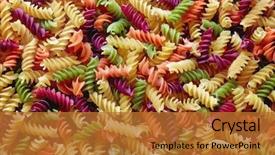  Presentation with multi - PPT theme enhanced with multi colored fusilli twirls pasta background and a red colored foreground
