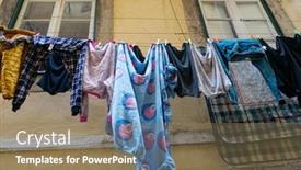  Presentation with laundry - PPT layouts with multi-colored-laundry-dries background and a coral colored foreground