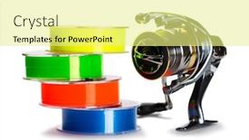  Presentation with fishing - Amazing PPT layouts having multi-colored-monofilament-fishing-line backdrop and a blonde colored foreground