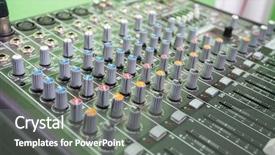 Presentation with recording studio - PPT layouts consisting of multi colored music mixer in recording studio background and a gray colored foreground