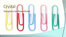  Presentation with multi - PPT theme with multi-colored paper clip background and a cream colored foreground