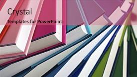  Presentation with stack - Colorful presentation theme enhanced with multi-colored real book backdrop and a coral colored foreground