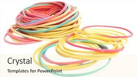  Presentation with band - PPT theme consisting of multi colored rubber band background and a blonde colored foreground
