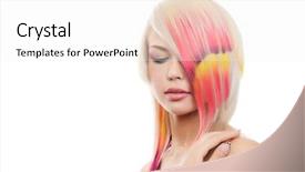  Presentation with bright blue colour for - PPT theme consisting of multi-coloured strand in hair background and a white colored foreground