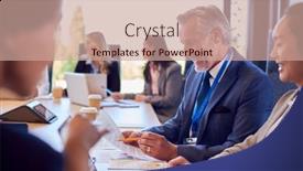  Presentation with multi cultural - Slide deck having multi-cultural-business-team-meeting background and a coral colored foreground