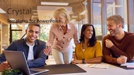  Presentation with multi cultural - Slide set consisting of multi-cultural-business-team-meeting background and a coral colored foreground