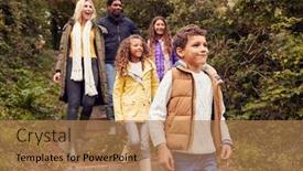  Presentation with multi cultural - Beautiful PPT theme featuring multi-cultural-family-walking-down backdrop and a coral colored foreground