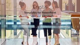  Presentation with multi cultural - Slide set with multi-cultural-female-business-team background and a coral colored foreground