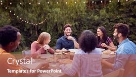  Presentation with multi cultural - PPT theme enhanced with multi-cultural-friends-at-home background and a coral colored foreground