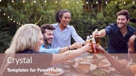  Presentation with multi cultural - Theme with multi-cultural-friends-at-home background and a coral colored foreground