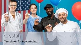  Presentation with multi cultural - Amazing presentation theme having multi-cultural-group-of-young backdrop and a light blue colored foreground