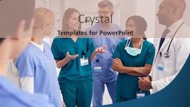  Presentation with team meeting - Slides having multi-cultural-medical-team-having background and a coral colored foreground